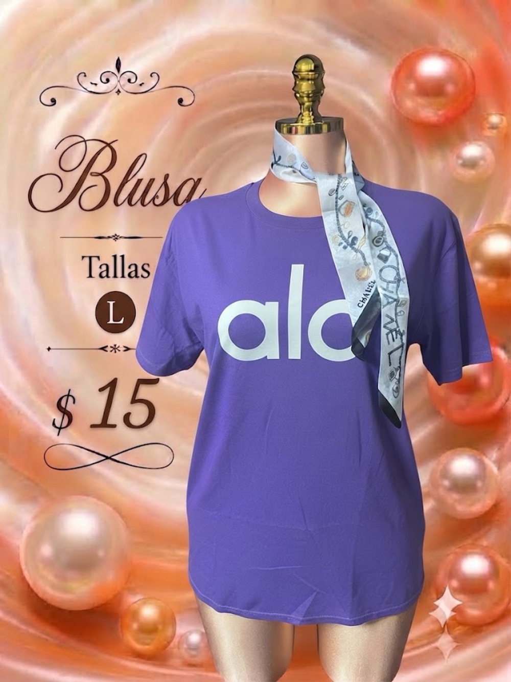 ALO Yoga Purple Short Sleeve Tee with White Logo